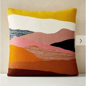 West Elm Crewel Landscape Pillow Cover and Insert